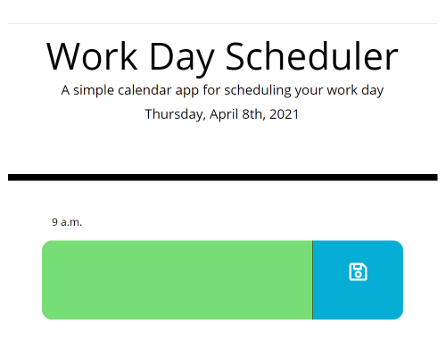 Work Day Scheduler Application screenshot